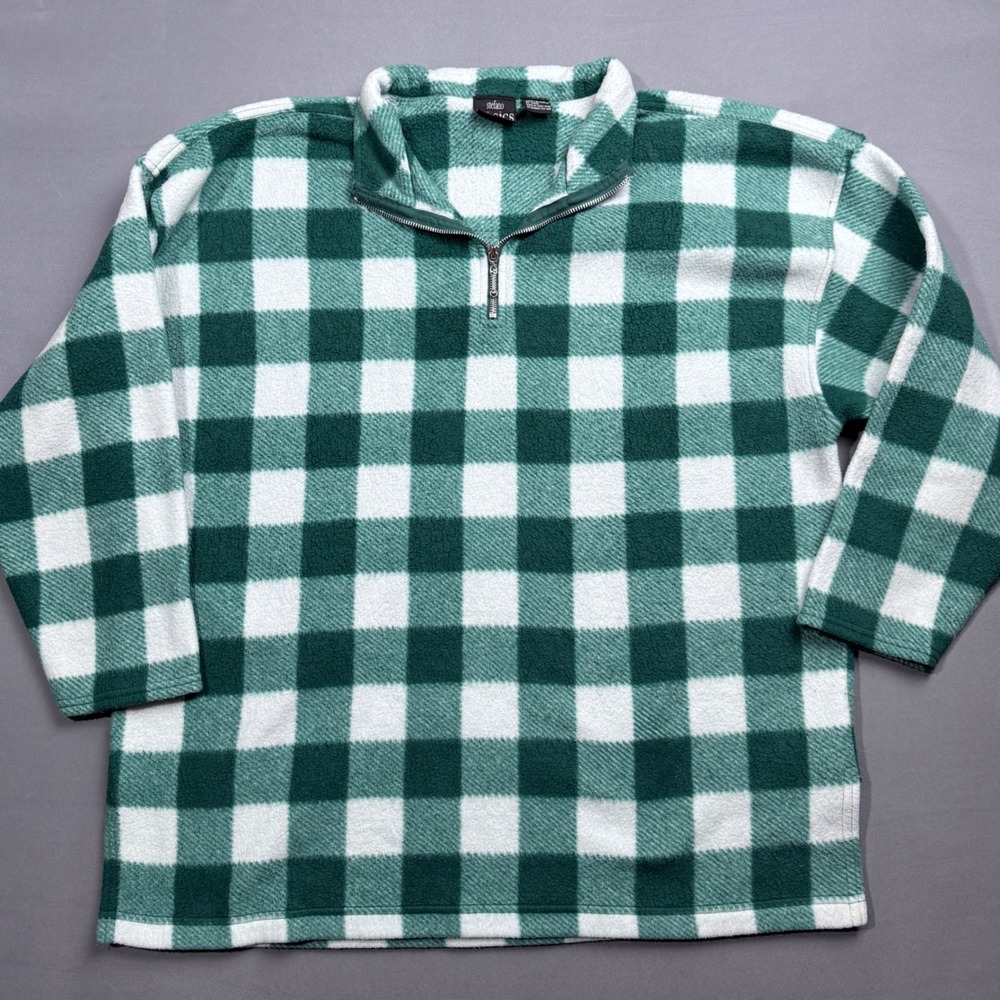 Stefano Basics Buffalo Plaid Pullover Green White Fleece Top Sz 18/20‎